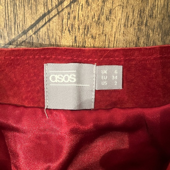 90’s red leather zipper front skirt - Picture 3 of 4